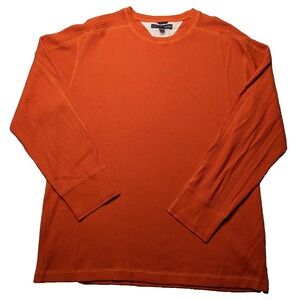 TOMMY HILFIGER Men 2XL Orange Textured Heavy Cotton Pullover Sweater Shirt EUC
